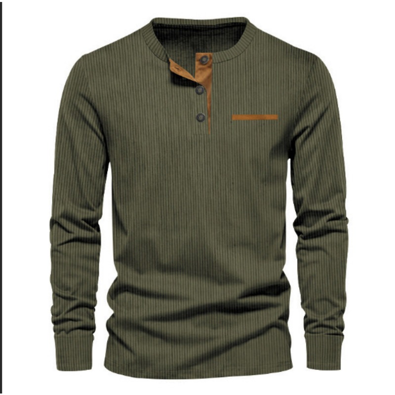 Men's Corduroy Henley Neck Lon - Mens Fashion Wear 评论和价格