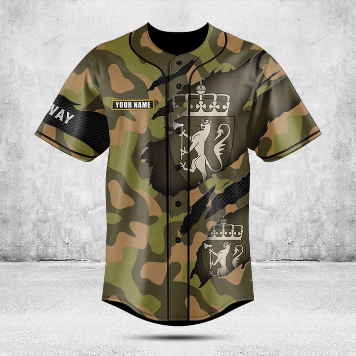 Custom Name Norway Map Graphic - Mens Fashion Baseball Jersey 评论和价格