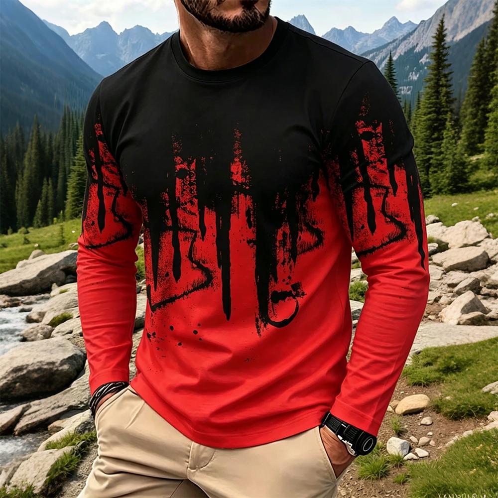 Men's Gradient Ink Splash Long - Men'S Fashion T Shirts 评论和价格