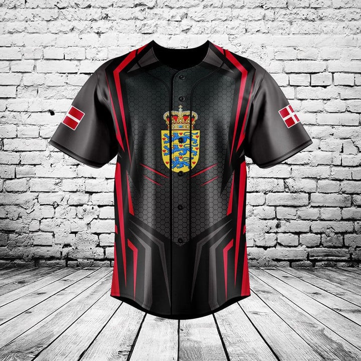Custom Name Denmark Flag Graph - Mens Fashion Baseball Jersey 评论和价格
