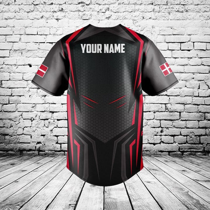 Custom Name Denmark Flag Graph - Mens Fashion Baseball Jersey 评论和价格