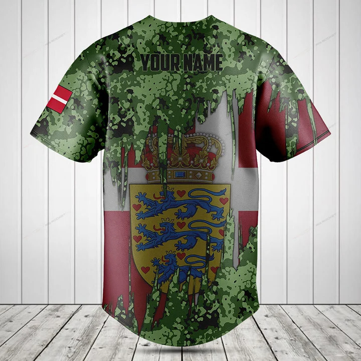 Custom Name Denmark Flag Graph - Mens Fashion Baseball Jersey 评论和价格