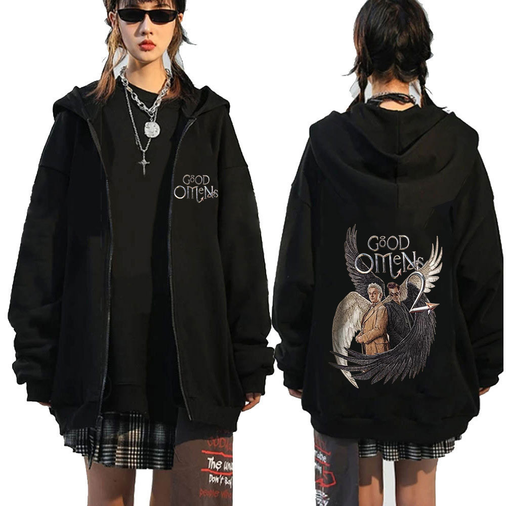 Good Omens Zipper Hoodies Men  - Mens Fashion Zip Up Hoodies 评论和价格
