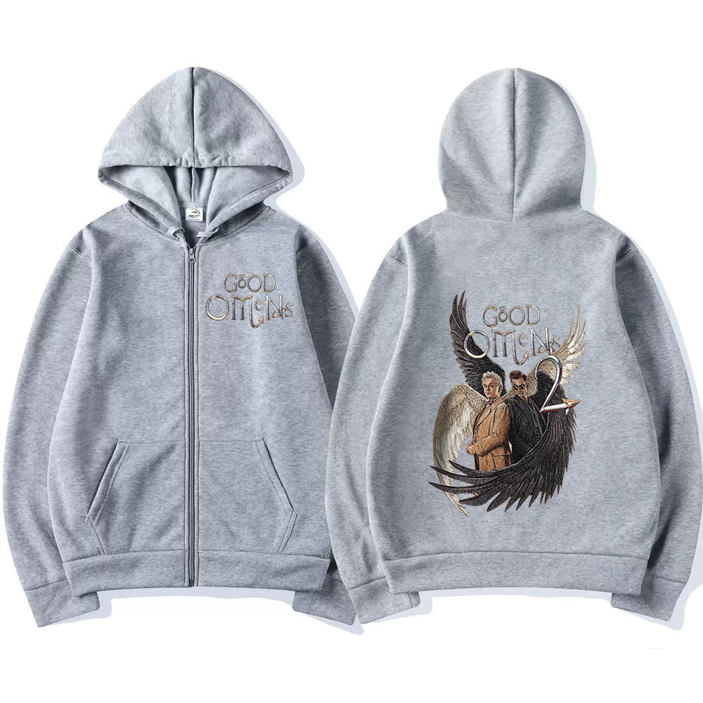 Good Omens Zipper Hoodies Men  - Mens Fashion Zip Up Hoodies 评论和价格